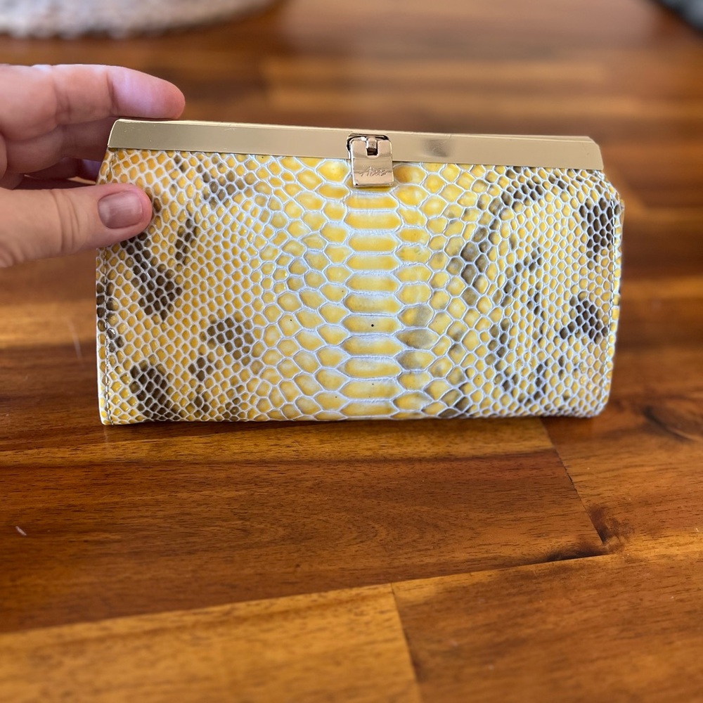 Abas Yellow Snake Print Clutch